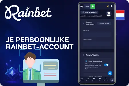 Overzicht van het persoonlijke Rainbet-spelersaccount