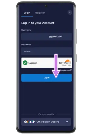 Speler bevestigt de login bij Rainbet Casino