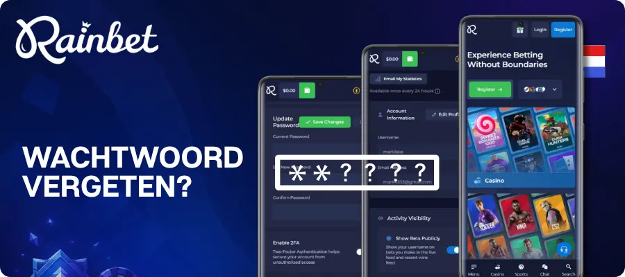 Log in op je Rainbet casino-account om toegang te krijgen tot spellen, bonussen en uitbetalingen