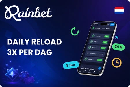 Rainbet bonus daily reload 3 keer per dag voor Nederlandse spelers