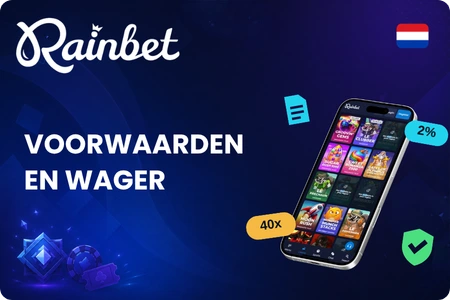 Voorwaarden en wager 40x van het welkomstpakket bij Rainbet