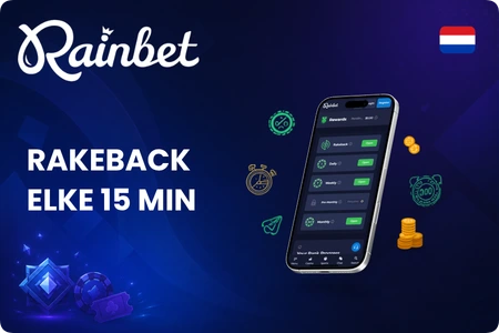 Rakeback elke 15 minuten claimen bij Rainbet