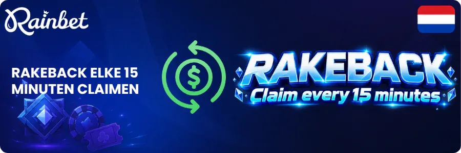 Rainbet rakeback elke 15 minuten claimen voor Nederlandse spelers